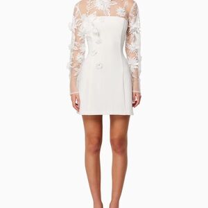 Elliatt Damaris 3D Beade Mesh Mini Dress White XL